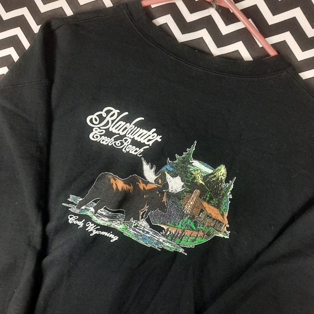 Blackwater Creek Ranch‎ Cody Wyoming Moose Graphic Sweatshirt Mens XL